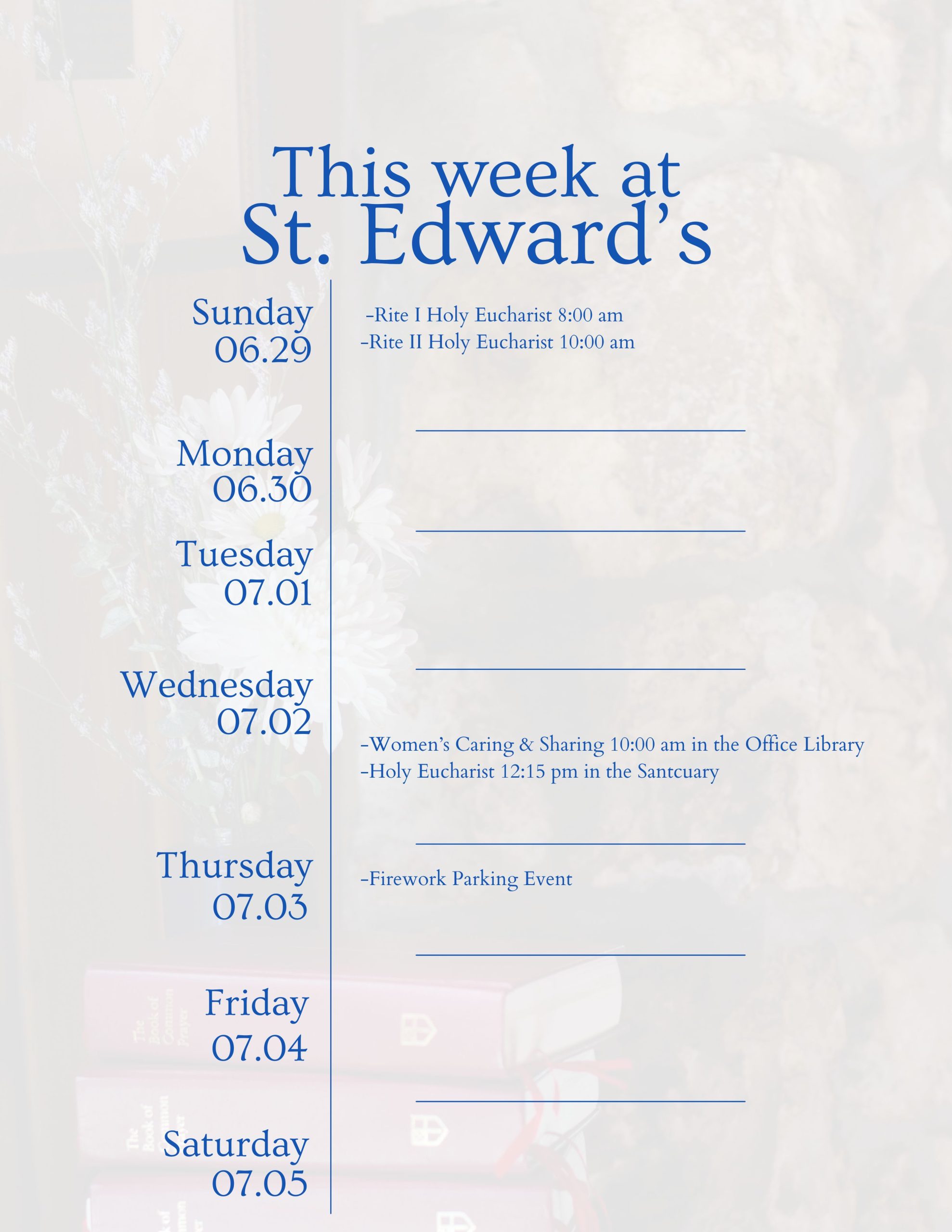 06-29-2025 Weekly Calendar
