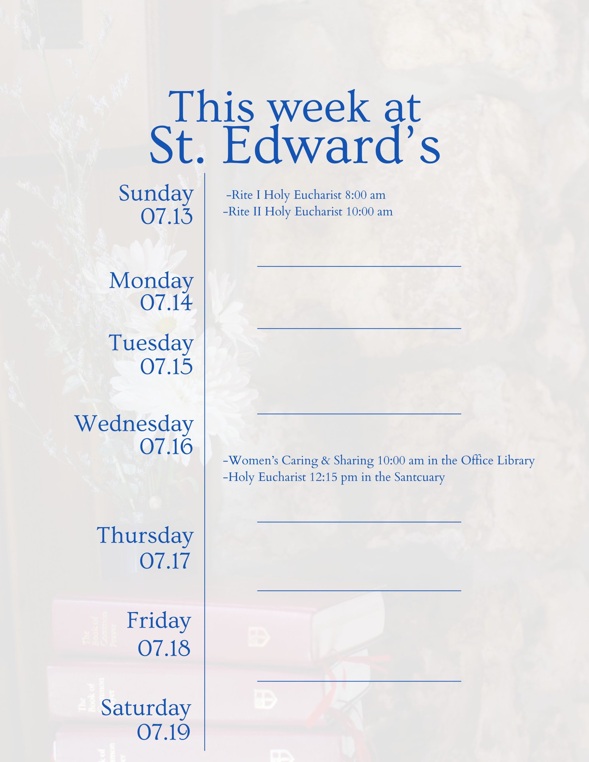 07-13-2025 Weekly Calendar